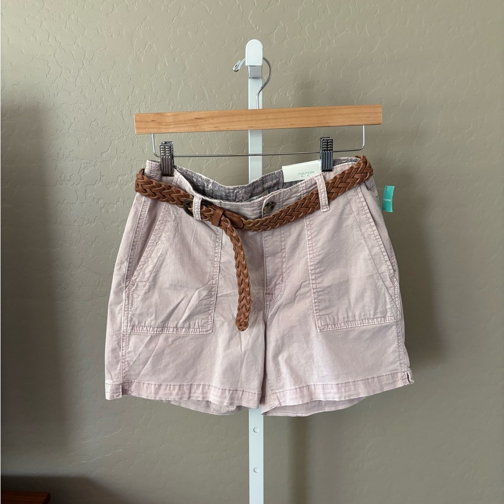 Maurices Light Tan Cargo Shorts with Braided Belt